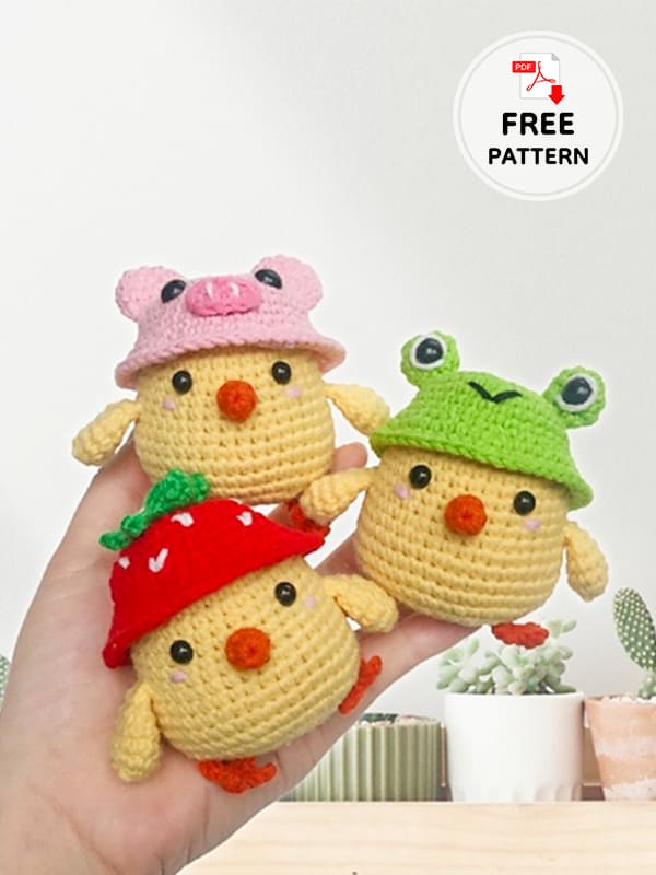 Crochet Chicken With 7 Different Hats Free PDF Pattern