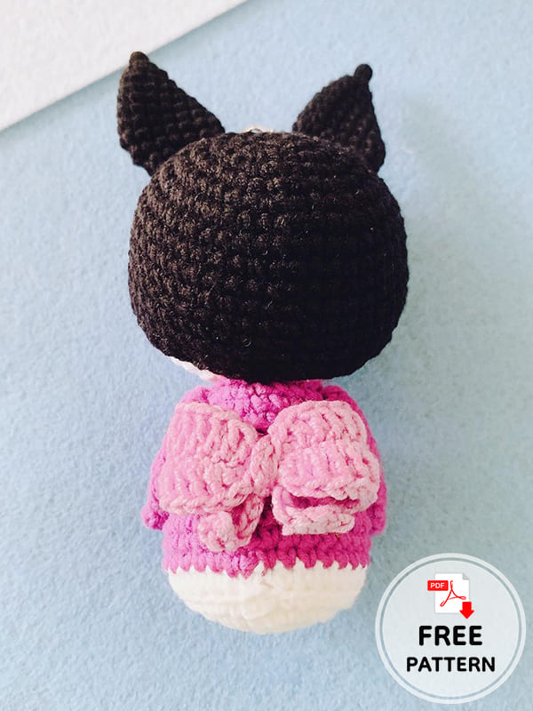 Kuromi with kimono crochet keychain free pattern