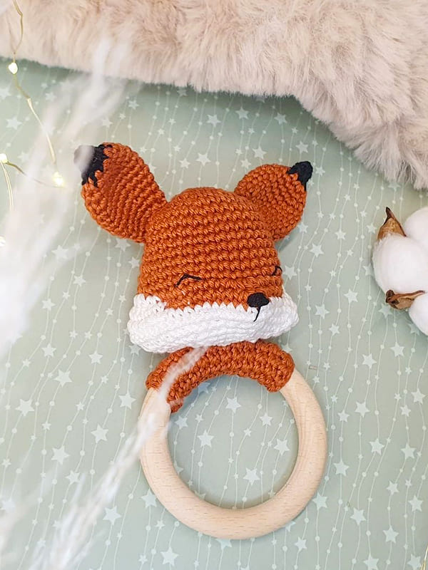 Crochet Fox Baby Rattle Free PDF Pattern