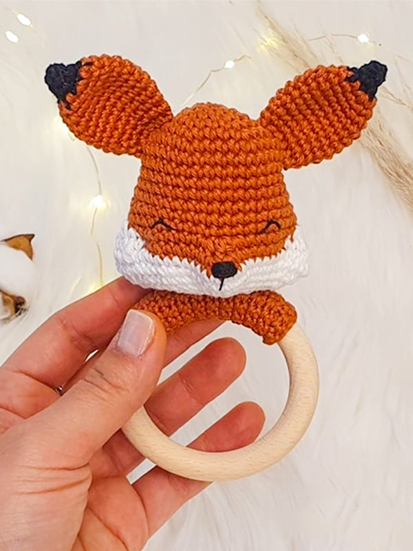 Crochet Fox Baby Rattle Free PDF Pattern
