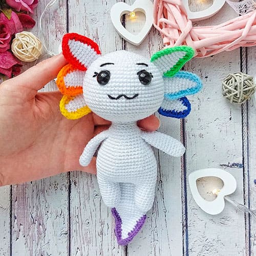 Rainbow Crochet Axolotl Amigurumi PDF Free Pattern