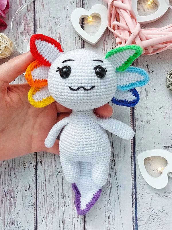 Rainbow Crochet Axolotl Amigurumi PDF Free Pattern