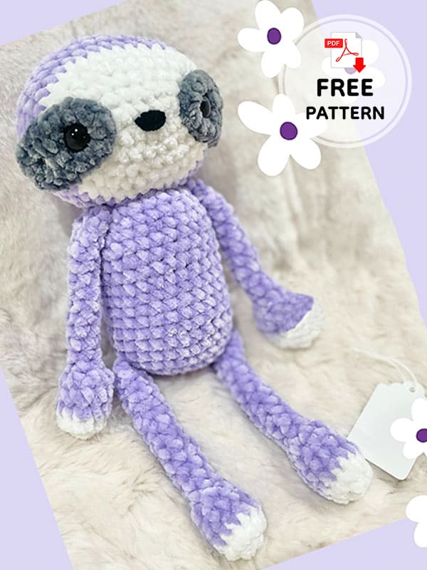 Purple Crochet Sloth Free PDF Amigurumi Pattern