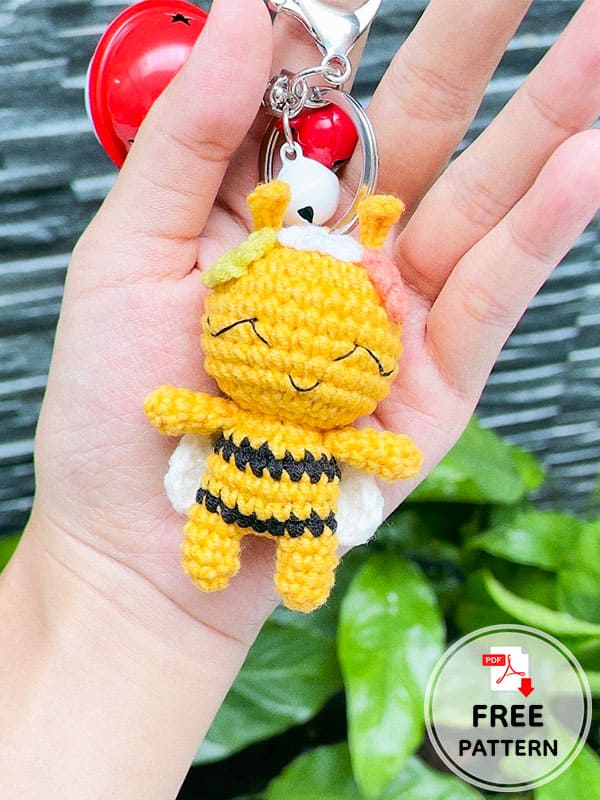 Free Crochet Bee Keychain PDF Amigurumi Pattern