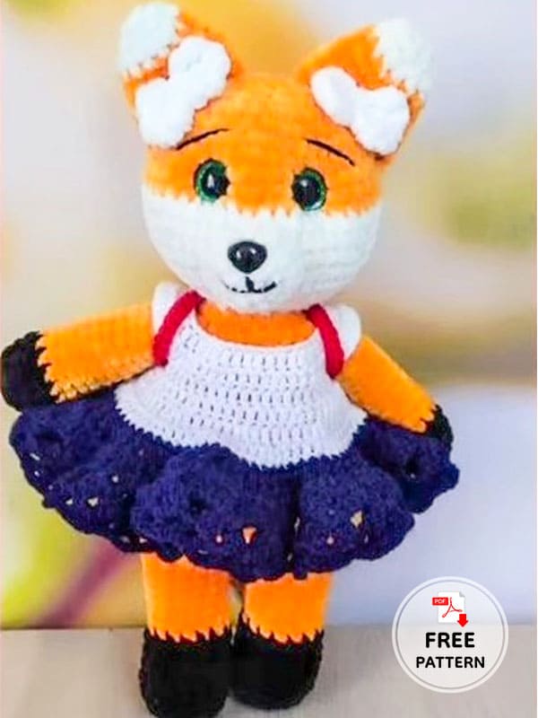 Free Crochet Plush Fox In Dress Amigurumi Pattern