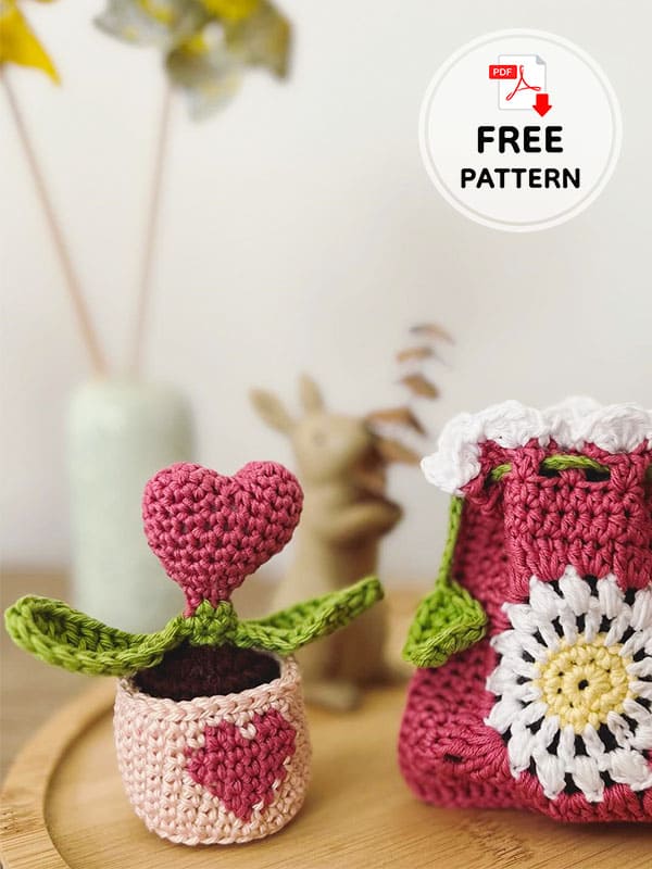 Free Heart Crochet Flower Pattern With PDF