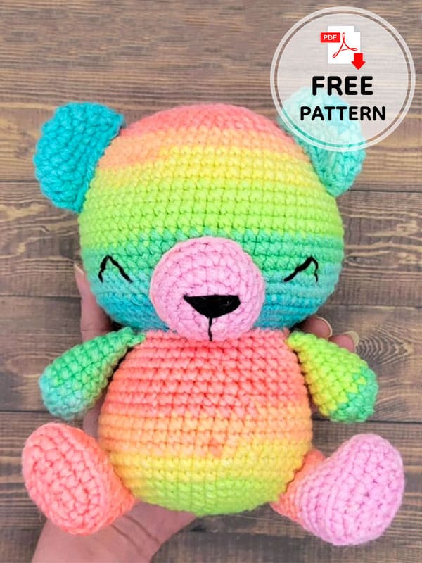 Free Colorful Crochet Teddy Bear Pattern -2