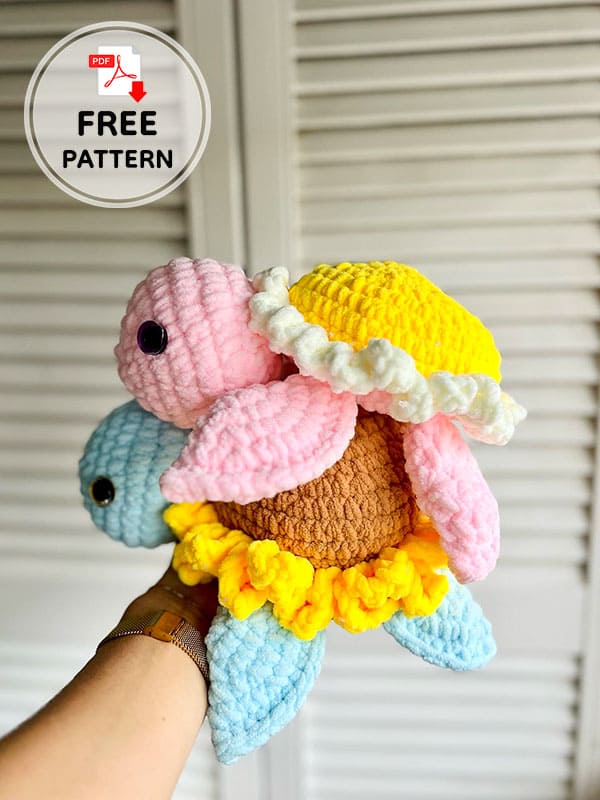 Free Sunflower Crochet Turtle Pattern -2