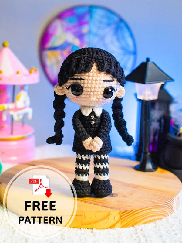 Wednesday Addams Crochet Doll Free Pattern - 2