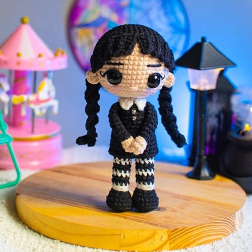Wednesday Addams Crochet Doll Free Pattern