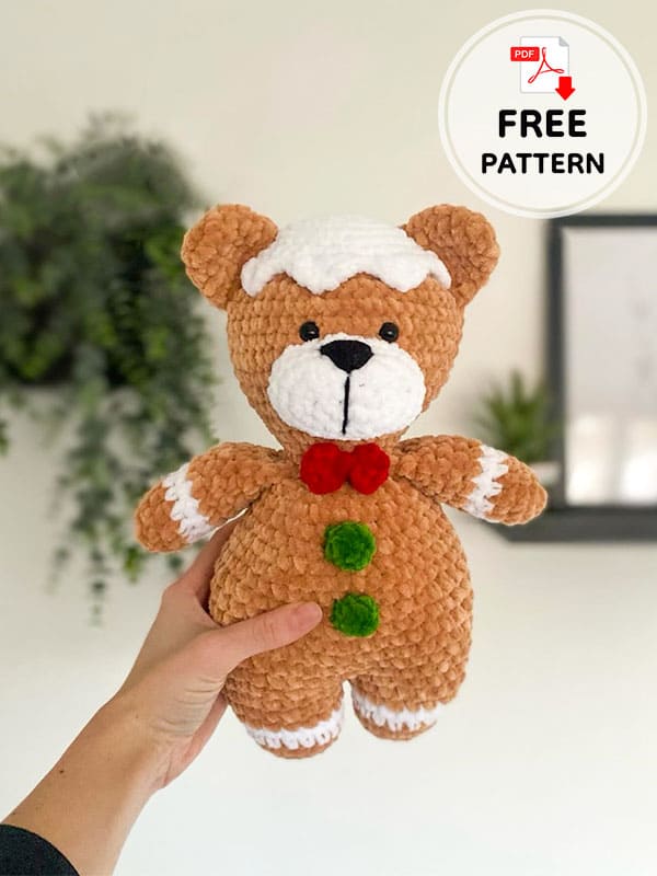 Crochet Gingerbread Teddy Bear Amigurumi Free Pattern - 2