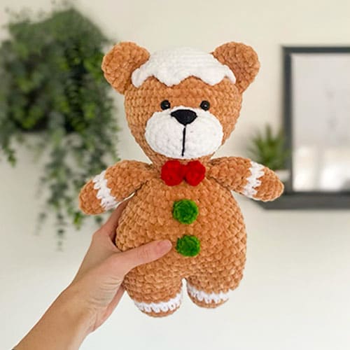 Crochet Gingerbread Teddy Bear Amigurumi Free Pattern