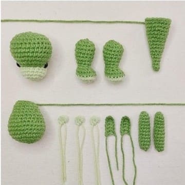 crochet dragon pieces
