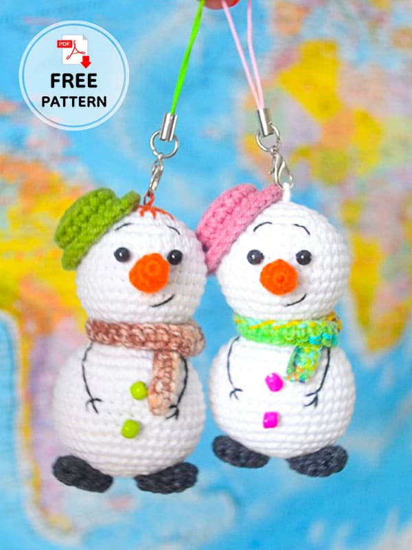 Free Crochet Snowman Keychain Pattern (2)