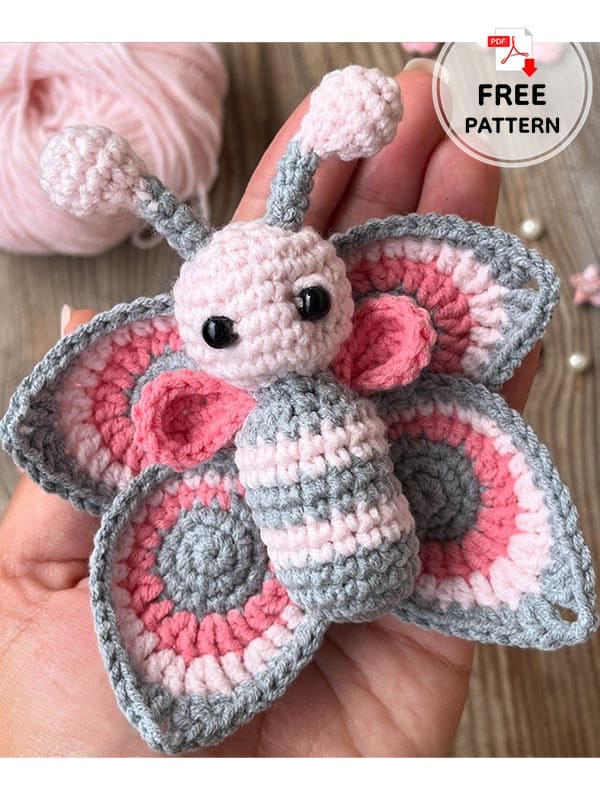 Color wings crochet butterfly amigurumi free pattern (2)