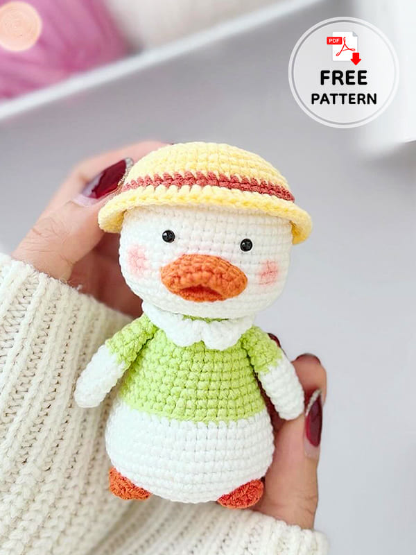 Free Summer Crochet Duck With Hat Pattern (2)