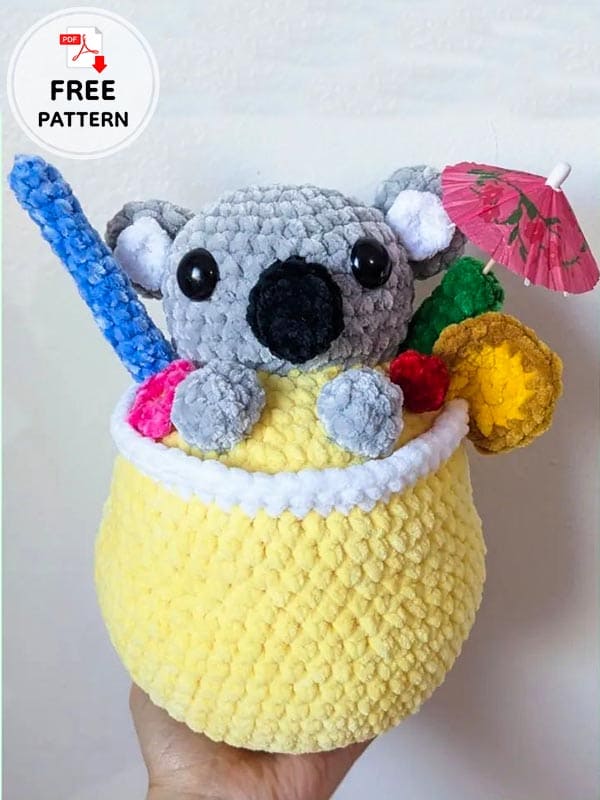 Cocktail Koala Crochet Amigurumi Free Pattern (2)