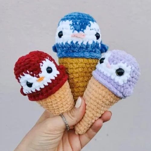 Crochet Penguin Pete Ice Cream Cone Free Pattern