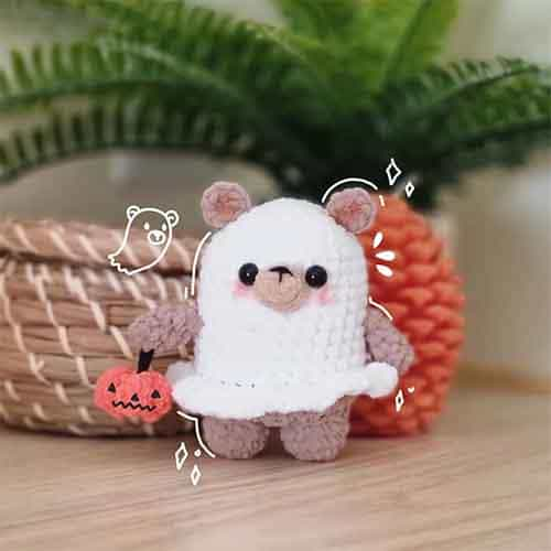 The Ghost Crochet Teddy Bear Free Amigurumi Pattern