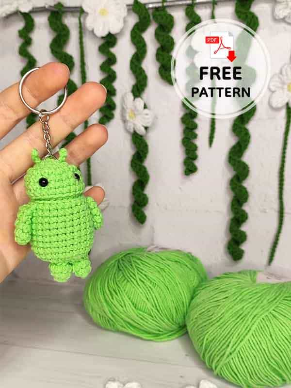 Android Crochet Keychain Free Pattern (2)