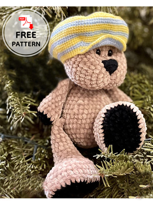 Free Crochet Teddy Bear With Hat Amigurumi PDF Pattern (2)