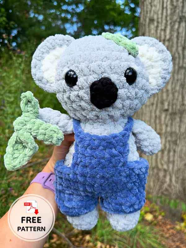 Little Plush Crochet Koala With Overalls Free Pattern (2)