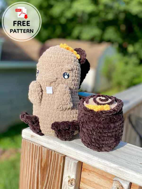 Tree Log And Plush Crochet Beaver Free Amigurumi Pattern (2)