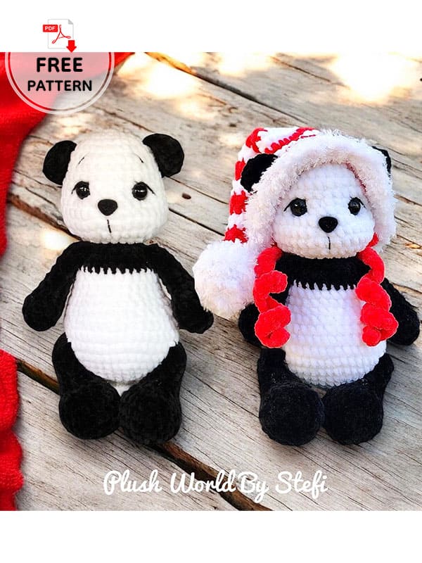 Crochet Panda​ With Christmas Hat Free Amigurumi Pattern