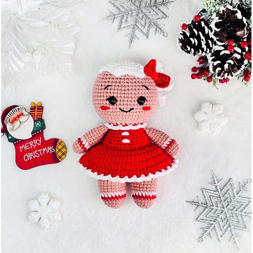 Gingerbread Girl Crochet Doll Free Amigurumi Pattern