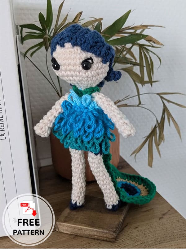 Peacock Lady Crochet Doll Free Amigurumi Pattern (2)