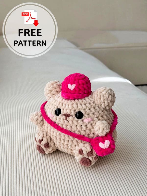 Valentine’s Day Gift Small Crochet Teddy Bear Free Pattern (2)